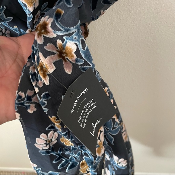 Lulu's | Floral Velvet Asymmetrical Dress - Picture 8 of 8